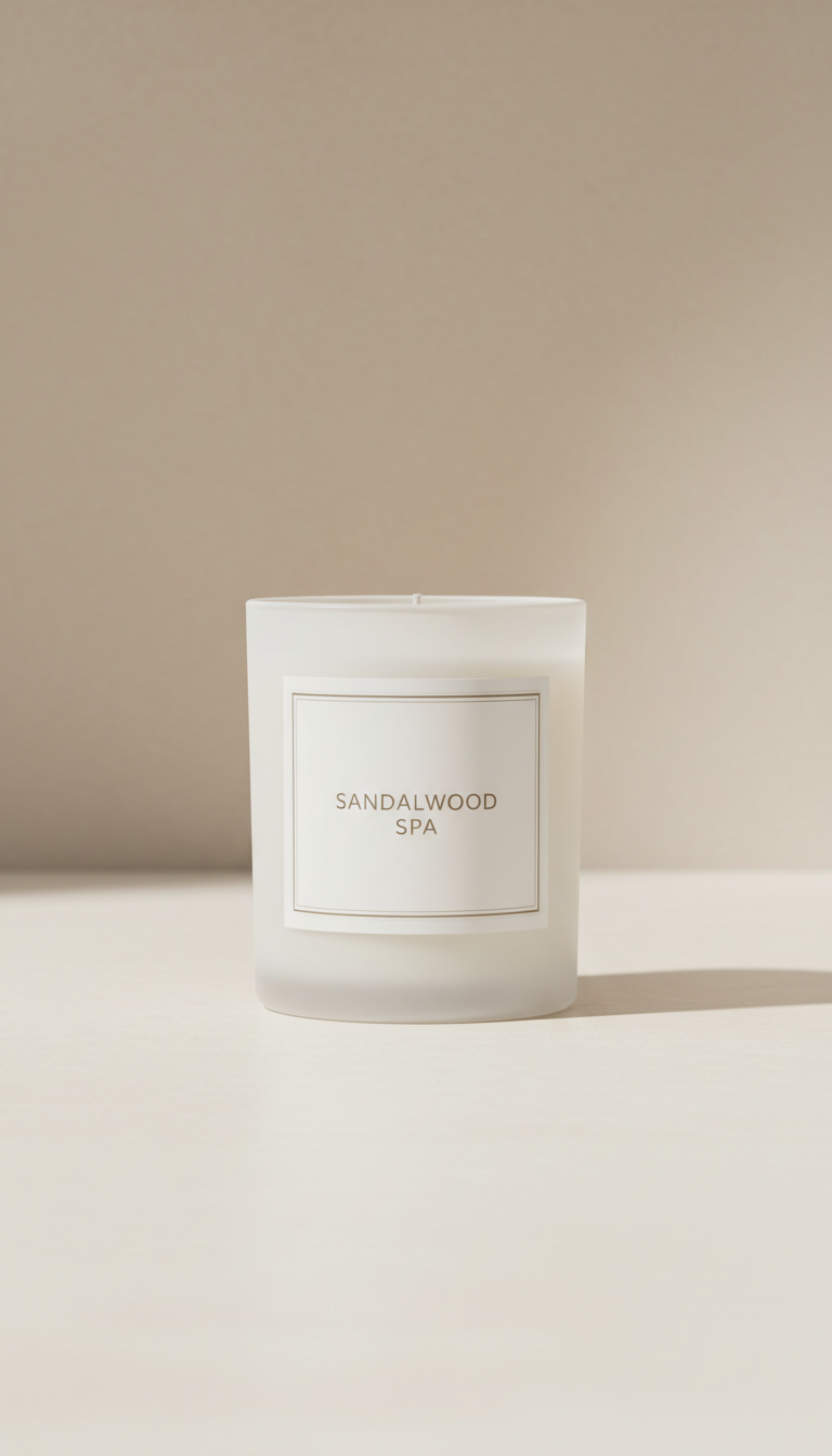 Matte glass scented candle sandalwood spa